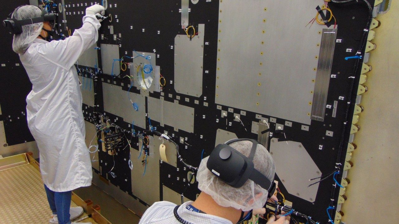 Virtual reality goggles used for GPS manufacturing