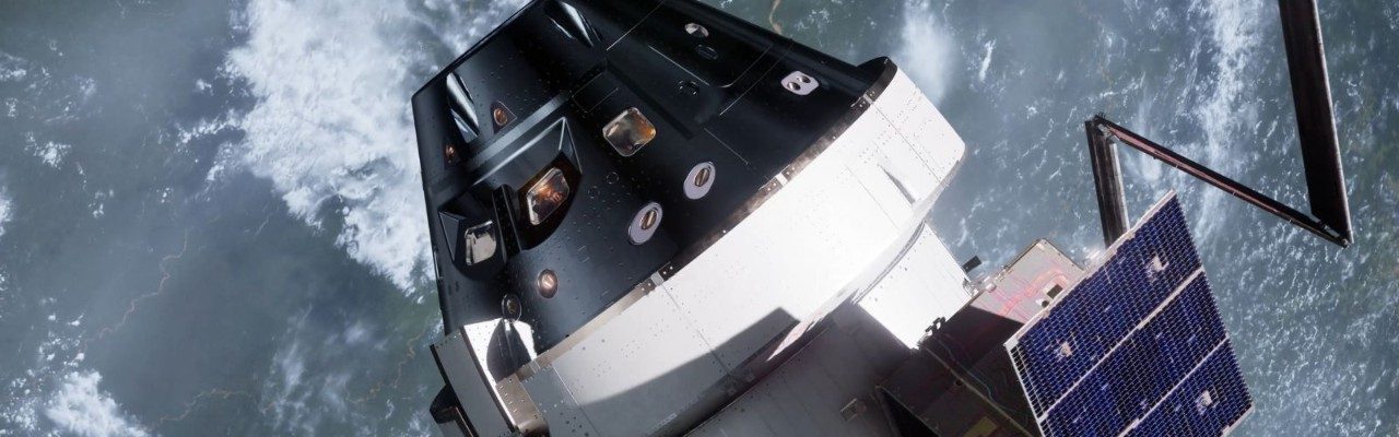 Render of Orion spacecraft for Artemis II mission.